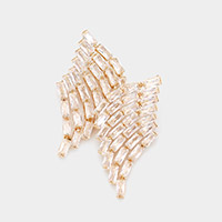 Rectangle Stone Cluster Evening Earrings