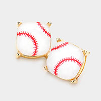 Baseball Printed Square Stud Earrings