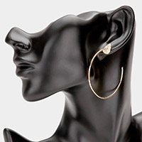 Rhinestone Embellished Teardrop Brass Metal Hoop Earrings