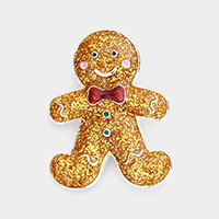 Glittered Gingerbread Man Pin Brooch