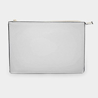 Solid Faux Leather Clutch Bag