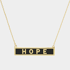 HOPE Gold Dipped Enamel Rectangle Message Pendant Necklace