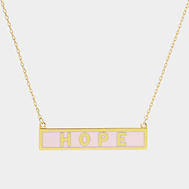 HOPE Gold Dipped Enamel Rectangle Message Pendant Necklace