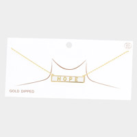 HOPE Gold Dipped Enamel Rectangle Message Pendant Necklace