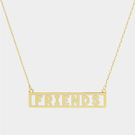 FRIENDS Gold Dipped Enamel Rectangle Message Pendant Necklace