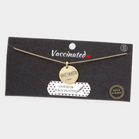 VACCINATED Gold Dipped Message Pendant Necklace