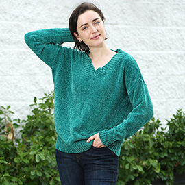 Solid Color V Neck Sweater Top