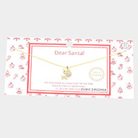 Gold Dipped CZ Reindeer Pendant Necklace