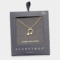 Secret Box _ 14K Gold Dipped Metal Music Notes Pendant Necklace