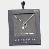 Secret Box _ Sterling Silver Dipped Metal Music Notes Pendant Necklace