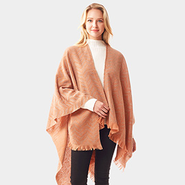 Leaf Patterned Soft Poncho