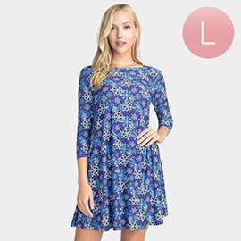 Snowflake Patterned A-Line Dress