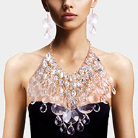 Crystal Cluster Chain Collar Statement Necklace