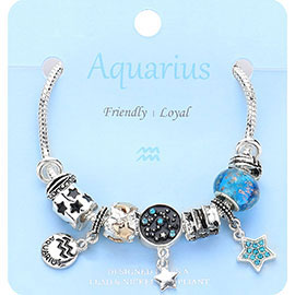 Aquarius Zodiac Sign Constellation Multi Bead Charm Bracelet