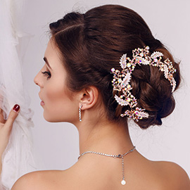 Stone Embellished Metal Leaf Vine Wrap Headpiece