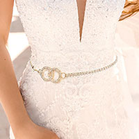 Double Open Circle Accented Rhinestone Belt