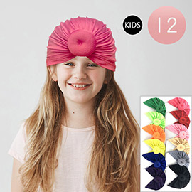 12PCS - Solid Kids Turban Hats