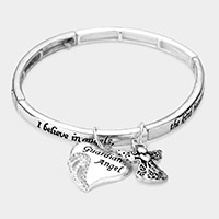Guardian Angel Message Heart Charm Stretch Bracelet