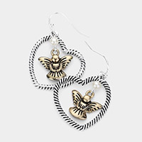Pearl Pointed Metal Angel Heart Dangle Earrings