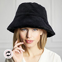 Reversible Corduroy Soft Faux Fur Bucket Hat