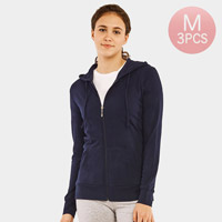 3PCS - Solid Thin Zip Up Hoodie Jackets
