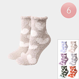 6Pairs - Heart Patterned Luxury Soft Socks