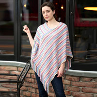 Striped Lurex Knitted Poncho