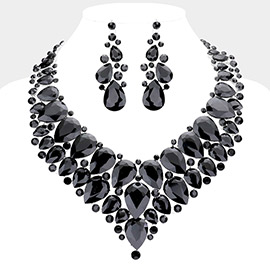 Teardrop Cluster Rhinestone Collar Necklace