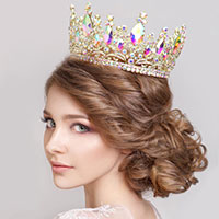 Oval Stone Accented Pageant Crown Tiara