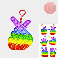 12PCS - Hand Sign Push and Pop it Fidget Kids Toys