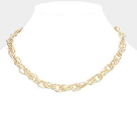 Open Metal Oval Link Necklace