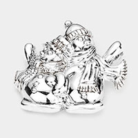 Metal Snowman Pin Brooch / Pendant