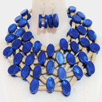 Marbled Oval Bead Cluster Statement Necklace