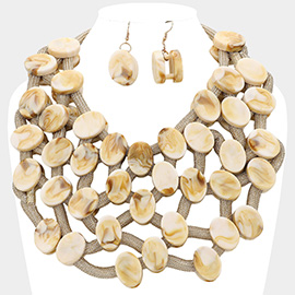 Marbled Oval Bead Cluster Statement Necklace