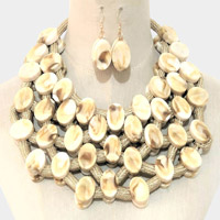 Marbled Oval Bead Cluster Statement Necklace