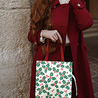Christmas Poinsettia Printed Foldable Eco Bag