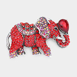Stone Embellished Elephant Pin Brooch