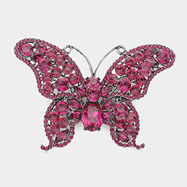 Multi Stone Butterfly Pin Brooch