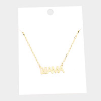 MAMA Brass Metal Message Pendant Necklace
