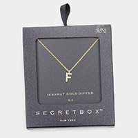 -F- Secret Box _ 14K Gold Dipped CZ Monogram Pendant Necklace