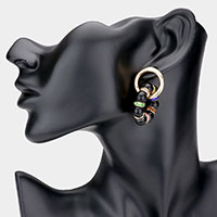 Open Metal Circle Bead Cluster Link Earrings