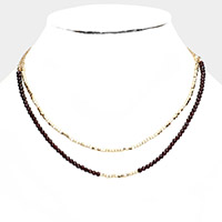 Double Layered Metal Cube Faceted Beaded Necklace
