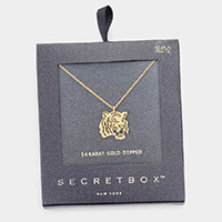 Secret Box _ 14K Gold Dipped Metal Tiger Pendant Necklace
