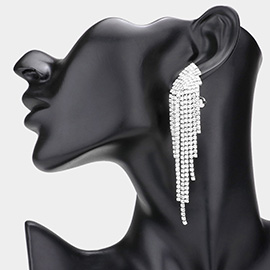 Rhinestone Fringe Clip on Evening Earrings