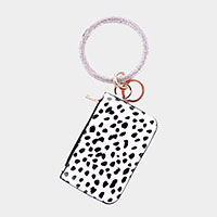 Cow Patterned Faux Leather Mini Pouch Bag / Keychain / Bracelet