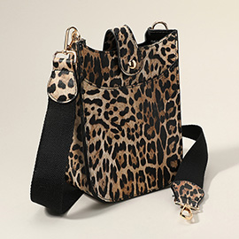 Leopard Patterned Faux Leather Crossbody Bag