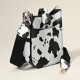 Cattle Patterned Faux Leather Crossbody Bag