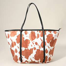 Faux Leather Cow Patterned Tote Bag / Shoulder Bag