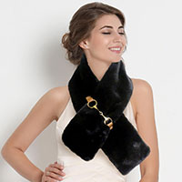 Faux Fur Leather Pull Through Scarf