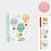 12PCS - Happy Birthday Message Printed Gift Bags